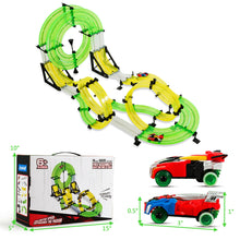 Load image into Gallery viewer, Gymax Autoflier Kids RC Rail Car Race Track Set 28.5ft 3D Track Speed Booster Playset