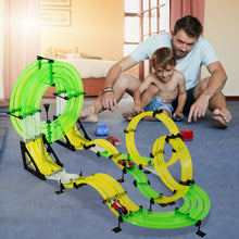 Load image into Gallery viewer, Gymax Autoflier Kids RC Rail Car Race Track Set 28.5ft 3D Track Speed Booster Playset