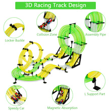 Load image into Gallery viewer, Gymax Autoflier Kids RC Rail Car Race Track Set 28.5ft 3D Track Speed Booster Playset