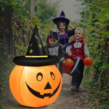 Load image into Gallery viewer, Gymax 4ft Giant Inflatable Capped Pumpkin Lantern w/ LED & Halloween Wizard Witch Hat