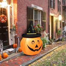 Load image into Gallery viewer, Gymax 4ft Giant Inflatable Capped Pumpkin Lantern w/ LED & Halloween Wizard Witch Hat