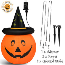 Load image into Gallery viewer, Gymax 4ft Giant Inflatable Capped Pumpkin Lantern w/ LED & Halloween Wizard Witch Hat