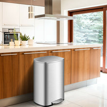 Load image into Gallery viewer, Gymax 13.2 Gallon Trash Garbage Can Stainless Steel Airtight Soft Close Bin W/ Bucket