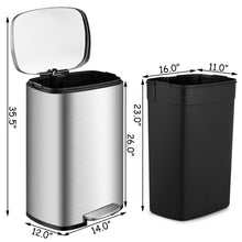 Load image into Gallery viewer, Gymax 13.2 Gallon Trash Garbage Can Stainless Steel Airtight Soft Close Bin W/ Bucket