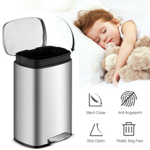 Load image into Gallery viewer, Gymax 13.2 Gallon Trash Garbage Can Stainless Steel Airtight Soft Close Bin W/ Bucket