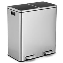 Load image into Gallery viewer, Gymax 16 Gallon Dual Step Trash Can Recycling Stainless Steel Double Bucket Pedal Bin