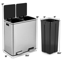 Load image into Gallery viewer, Gymax 16 Gallon Dual Step Trash Can Recycling Stainless Steel Double Bucket Pedal Bin