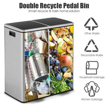 Load image into Gallery viewer, Gymax 16 Gallon Dual Step Trash Can Recycling Stainless Steel Double Bucket Pedal Bin