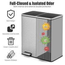 Load image into Gallery viewer, Gymax 16 Gallon Dual Step Trash Can Recycling Stainless Steel Double Bucket Pedal Bin