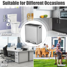 Load image into Gallery viewer, Gymax 16 Gallon Dual Step Trash Can Recycling Stainless Steel Double Bucket Pedal Bin