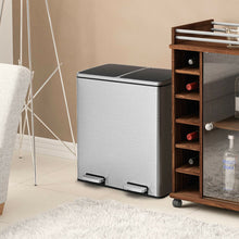 Load image into Gallery viewer, Gymax 16 Gallon Dual Step Trash Can Recycling Stainless Steel Double Bucket Pedal Bin