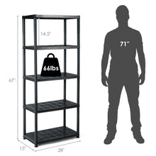 Load image into Gallery viewer, Gymax 5-Tier Storage Shelving Freestanding Heavy Duty Rack,28''XL X 15''W X 67''H,Black