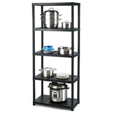 Load image into Gallery viewer, Gymax 5-Tier Storage Shelving Freestanding Heavy Duty Rack,28''XL X 15''W X 67''H,Black