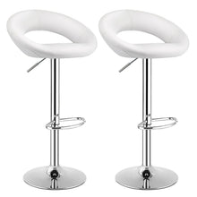 Load image into Gallery viewer, Gymax Set of 2 Bar Stools Adjustable PU Leather Barstools Swivel Pub Chairs White