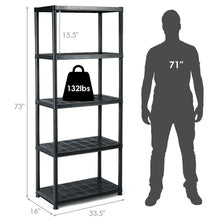 Load image into Gallery viewer, Gymax 5-Tier Storage Shelving Freestanding Heavy Duty Rack,33.5''L X 16''W X 73''H,Black