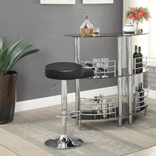 Load image into Gallery viewer, Gymax 1 PC Bar Stool Round Leather Seat Chrome Leg Adjustable Hydraulic Swivel Black