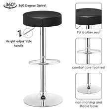 Load image into Gallery viewer, Gymax 1 PC Bar Stool Round Leather Seat Chrome Leg Adjustable Hydraulic Swivel Black
