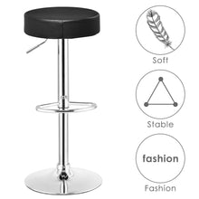 Load image into Gallery viewer, Gymax 1 PC Bar Stool Round Leather Seat Chrome Leg Adjustable Hydraulic Swivel Black