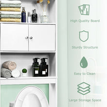 Load image into Gallery viewer, Gymax Bathroom Wood Organizer Shelf Over-the-toilet Storage Rack W/Cabinet Spacesaver