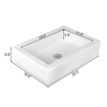 Load image into Gallery viewer, Gymax Rectangular Ceramic Bathroom Vessel Sink Above Counter Art Basin w/ Pop-up Drain
