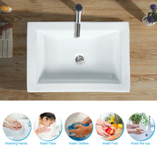 Load image into Gallery viewer, Gymax Rectangular Ceramic Bathroom Vessel Sink Above Counter Art Basin w/ Pop-up Drain