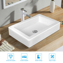 Load image into Gallery viewer, Gymax Rectangular Ceramic Bathroom Vessel Sink Above Counter Art Basin w/ Pop-up Drain