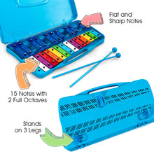 Load image into Gallery viewer, Gymax 25 Notes Kids Glockenspiel Chromatic Metal Xylophone w/ Blue Case and 2 Mallets