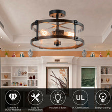 Load image into Gallery viewer, Gymax Retro Bubble Glass Ceiling Lamp 3-Light Flush Mount Ceiling Light Living Room