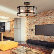 Load image into Gallery viewer, Gymax Retro Bubble Glass Ceiling Lamp 3-Light Flush Mount Ceiling Light Living Room
