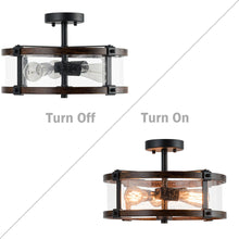 Load image into Gallery viewer, Gymax Retro Bubble Glass Ceiling Lamp 3-Light Flush Mount Ceiling Light Living Room