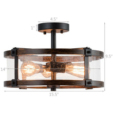 Load image into Gallery viewer, Gymax Retro Bubble Glass Ceiling Lamp 3-Light Flush Mount Ceiling Light Living Room