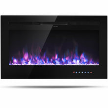 Load image into Gallery viewer, Gymax 36'' Electric Fireplace Recessed and Wall Mounted 750W/1500W W/ Multicolor Flame