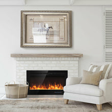 Load image into Gallery viewer, Gymax 36'' Electric Fireplace Recessed and Wall Mounted 750W/1500W W/ Multicolor Flame