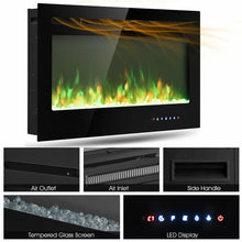 Load image into Gallery viewer, Gymax 36'' Electric Fireplace Recessed and Wall Mounted 750W/1500W W/ Multicolor Flame