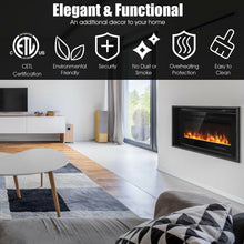 Load image into Gallery viewer, Gymax 36'' Electric Fireplace Recessed and Wall Mounted 750W/1500W W/ Multicolor Flame
