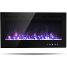 Load image into Gallery viewer, Gymax 40'' Electric Fireplace Recessed and Wall Mounted 750W/1500W W/ Multicolor Flame