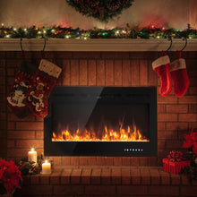 Load image into Gallery viewer, Gymax 40'' Electric Fireplace Recessed and Wall Mounted 750W/1500W W/ Multicolor Flame