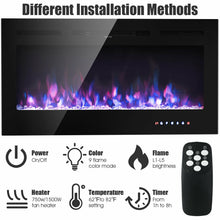 Load image into Gallery viewer, Gymax 40'' Electric Fireplace Recessed and Wall Mounted 750W/1500W W/ Multicolor Flame