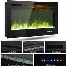 Load image into Gallery viewer, Gymax 40'' Electric Fireplace Recessed and Wall Mounted 750W/1500W W/ Multicolor Flame