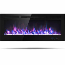 Load image into Gallery viewer, Gymax 50'' Electric Fireplace Recessed and Wall Mounted 750W/1500W W/ Multicolor Flame