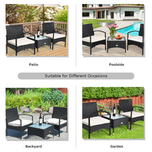 Load image into Gallery viewer, Gymax 3 PCS Patio Wicker Rattan Furniture Set Coffee Table & 2 Rattan Chair W/Cushion
