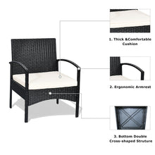 Load image into Gallery viewer, Gymax 3 PCS Patio Wicker Rattan Furniture Set Coffee Table & 2 Rattan Chair W/Cushion