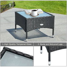Load image into Gallery viewer, Gymax 3 PCS Patio Wicker Rattan Furniture Set Coffee Table & 2 Rattan Chair W/Cushion