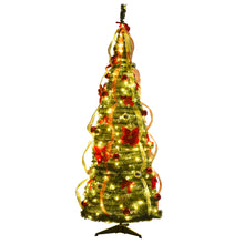 Load image into Gallery viewer, Gymax 6' Christmas Spruce Pre-lit Poinsettia Tree Decorated Pop-Up Artificial Christmas Tree
