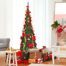 Load image into Gallery viewer, Gymax 6' Christmas Spruce Pre-lit Poinsettia Tree Decorated Pop-Up Artificial Christmas Tree