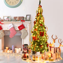 Load image into Gallery viewer, Gymax 6' Christmas Spruce Pre-lit Poinsettia Tree Decorated Pop-Up Artificial Christmas Tree