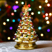 Load image into Gallery viewer, Gymax 15 Inch Artificial Christmas Tree Tabletop Ceramic Tree Green/Silver/Gold