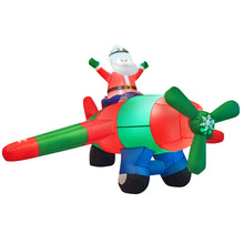 Load image into Gallery viewer, Gymax 8ft Blow-Up Decor Inflatable Christmas Santa Claus Flying Airplane Insert LED Lights