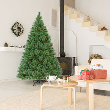 Load image into Gallery viewer, Gymax 6FT Pre-lit Flowering Artificial Green Hinged Christmas Tree PVC Pine Tree