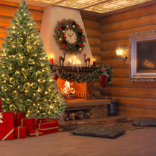 Load image into Gallery viewer, Gymax 6FT Pre-lit Flowering Artificial Green Hinged Christmas Tree PVC Pine Tree